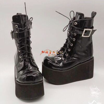 定制大码鞋厚底鞋亚文化黑色短筒