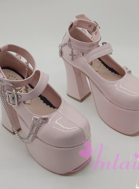 antaina店主实拍超高跟鞋jk女王鞋十字架链子骷髅头圆头时装lf73