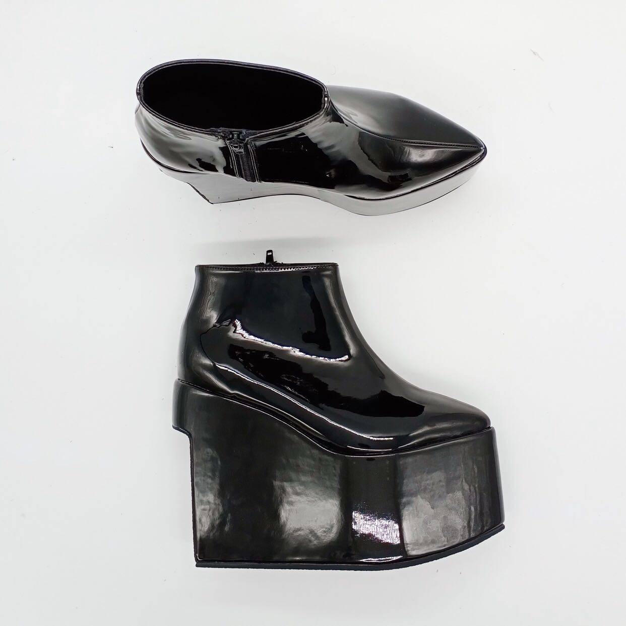 antaina店主实拍松糕厚底尖头及踝靴增高鞋套脚休闲鞋漆皮7801,女鞋,时装靴,淘宝优惠券,粉丝福利购,淘宝优惠卷