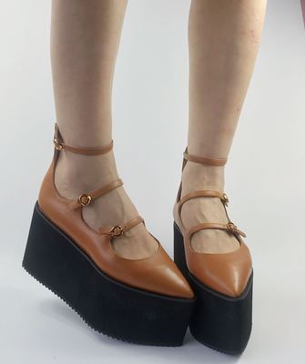 2018新款韩版修腿松糕罗马厚底