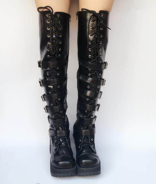 antaina悠悠实拍菱型头朋克欧洲潮舞台增高鞋过膝靴钢管舞靴5151,女鞋,时装靴,淘宝优惠券,粉丝福利购,淘宝优惠卷