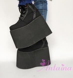 antaina牛仔布真皮轻奢定制高档鞋演出演唱会舞台增高鞋5125