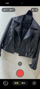 修身 拉链皮衣女款 显瘦绵羊皮外套上衣 翻领长袖 2026早春新款