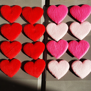 桃心贴纸心形贴贴立体红心贴画3d stickers无纺布毛绒心型红心粉
