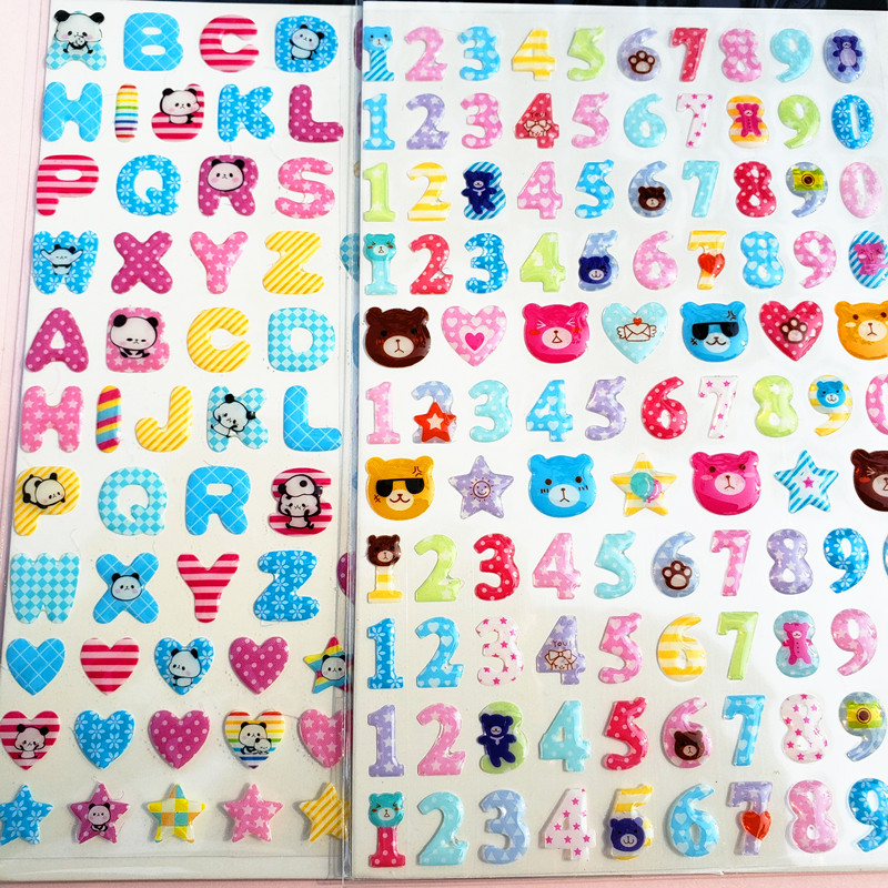 水晶数字贴纸 彩色水晶字母贴画 儿童卡通字母数字贴贴纸 sticker
