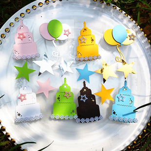 儿童生日蛋糕贴画 3d stickers scrapbook cake 礼物蛋糕贴纸 粉