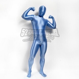 淡蓝色油光布全包紧身衣全身包裹滑高弹zentai52英雄联盟量身定制