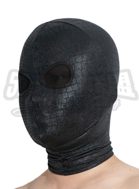 黑色蛇皮反光纹理头套开黑纱眼洞高弹zentai 52英雄联盟 量身定制