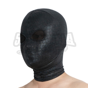 黑色蛇皮反光纹理头套开黑纱眼洞高弹zentai 52英雄联盟 量身定制