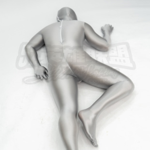 浅灰色油光布全包紧身衣 滑细腻高弹 zentai 52英雄联盟 量身定制