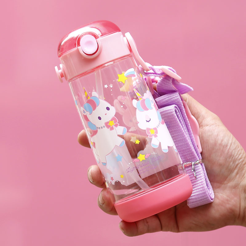 独角兽粉色吸管杯skater女孩透明