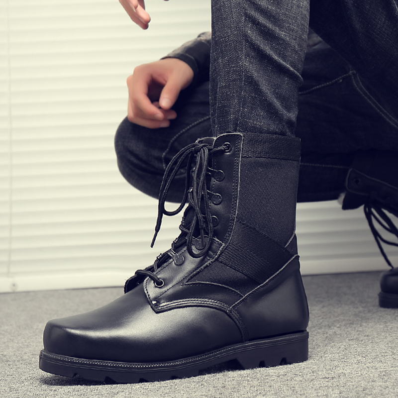 马丁靴冬季防水厚底模压钢头寒区