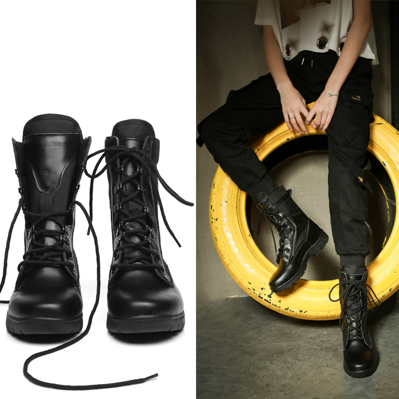 正品真皮战靴军迷靴户外工装鞋牛皮军勾女兵男女情侣款