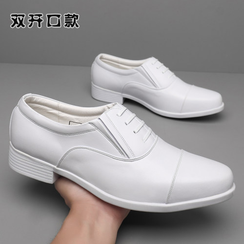 正品三接头白皮鞋军迷婚礼