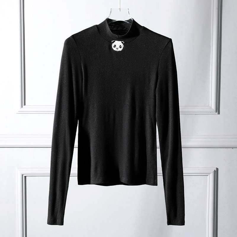 半高圆领修身套头打底衫