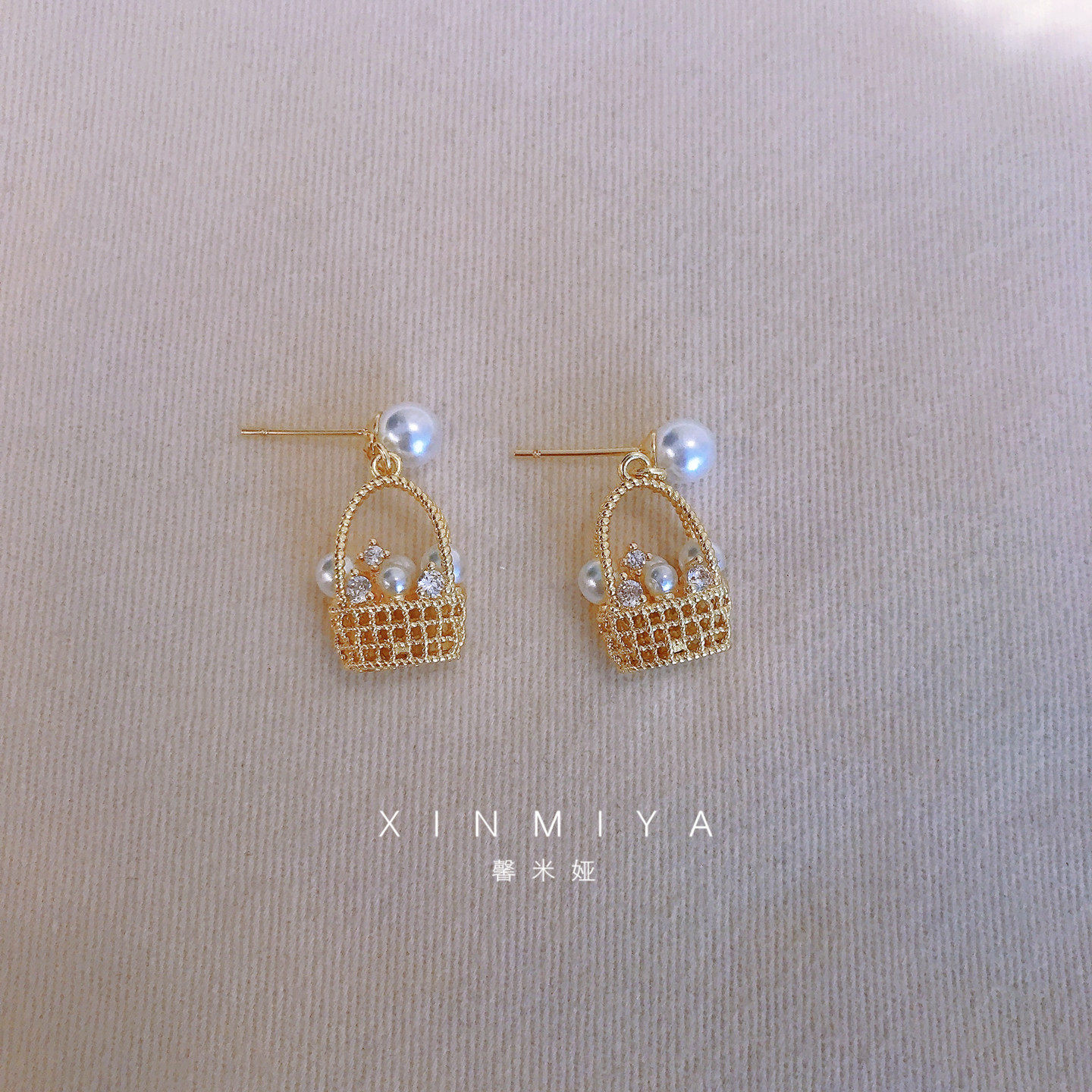 【胖东来爆品】珍珠耳钉花篮耳环