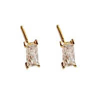 Mini square small ear studs for girls, small rectangular crystal zircon ear bone studs, no need to remove student earrings when sleeping, Han thumbnail 5