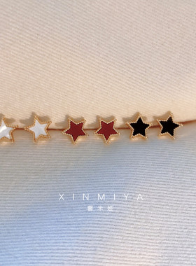 气质小香风红色星星五角星耳钉女精致独特高级感耳环2026圣诞礼物