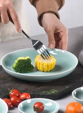 龙泉青瓷深汤盘8寸7寸素面菜盘