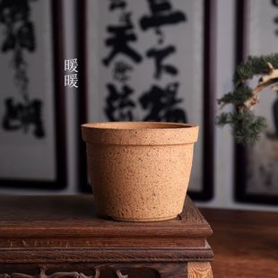 『还原烧/培植盆』暖暖花器/10cm小圆盆 粗陶盆 复古风格