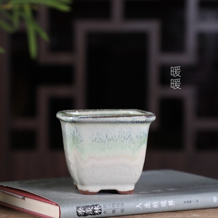 F465 满36元 圆角正方高盆 釉盆 包邮 暖暖花器