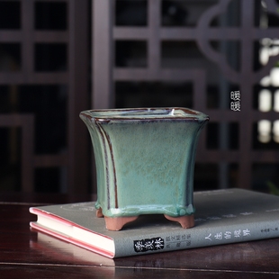 『F500#抽角四方』暖暖花器/釉盆 满36元包邮多肉简约盆景盆