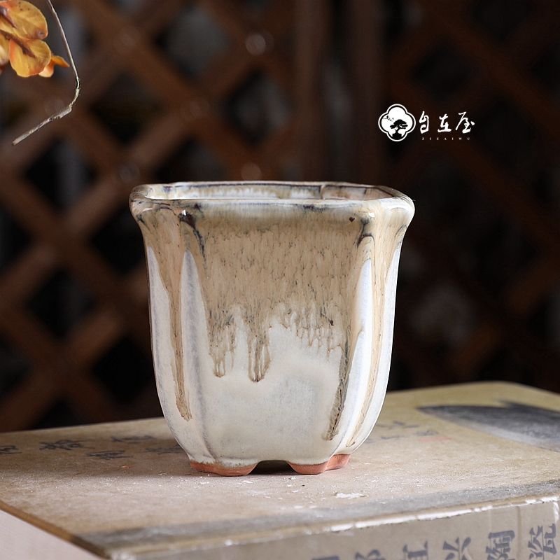 『F402#高四抽』自在屋精选小釉盆 满36元包邮多肉绿植微型盆景