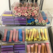 卷发杠收纳盒 透明塑料盒 发廓美发工具 烫发杠整理盒 烫发工具盒