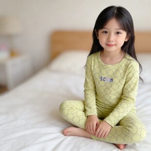 棉.沐之晞子印儿童韩版秋衣秋裤舒绒纯棉男童女童棉毛衫家居服
