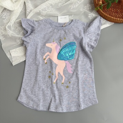 澳洲单cotton on甜美宝宝夏装 薄款透气精美独角兽小飞袖小衫体恤