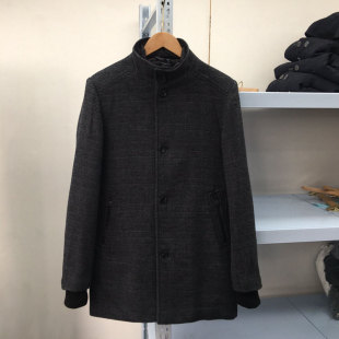 外贸秋冬男款毛呢外套棉衣中长款呢子大衣风衣棉服有加大码