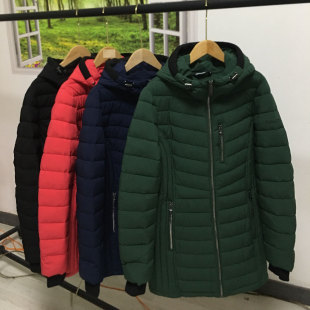 连帽棉服保暖舒适有加大码 女士中长款 棉衣冬季 N系列欧美外贸女装