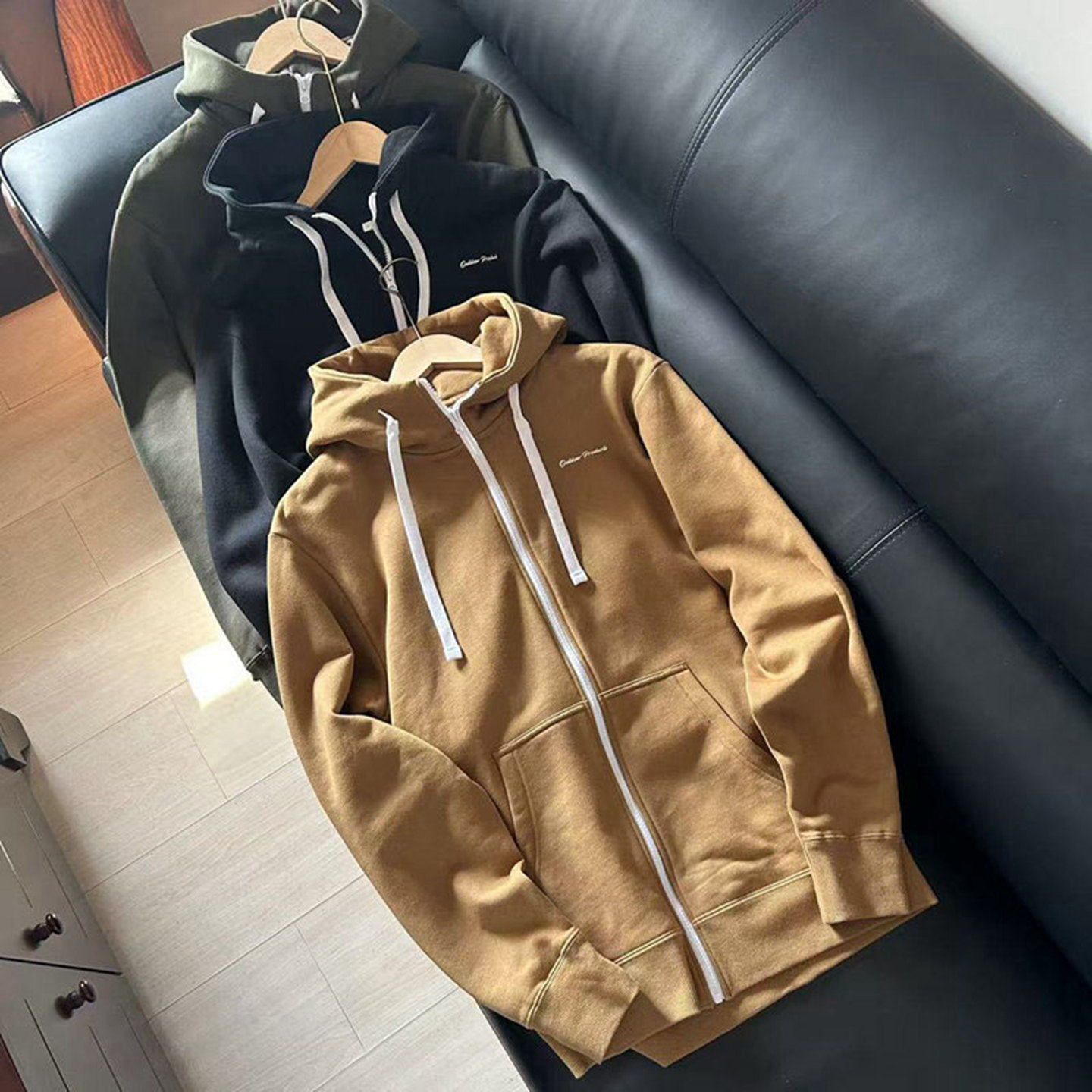 重磅棉抓绒~o系列外贸秋冬男款卫衣开衫休闲抓绒连帽纯色男士外套