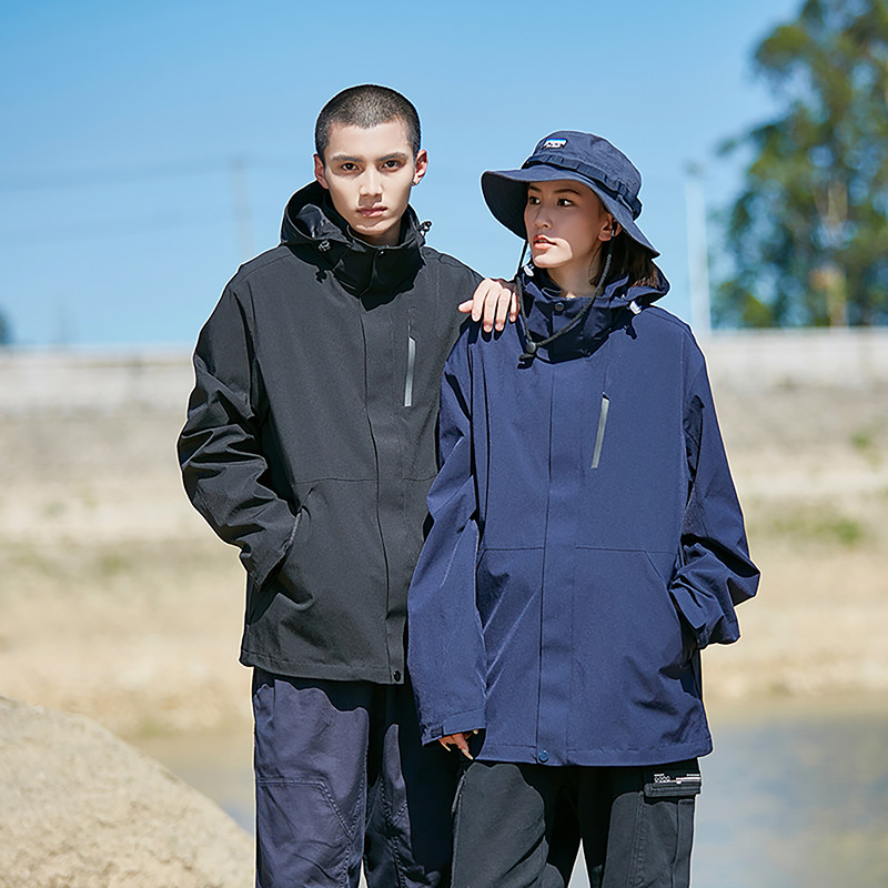 春秋季新款外套日系连帽男装青年夹克户外防水冲锋衣外套2352-P60,男装夹克,星座1403A