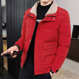 冬季男士外套毛领棉衣修身潮流保暖休闲棉服翻领短款棉袄828-P70图片