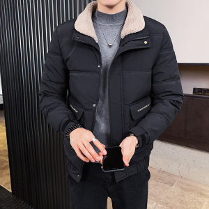 冬季男士外套毛领棉衣修身潮流保暖休闲棉服翻领短款棉袄828-P70图片