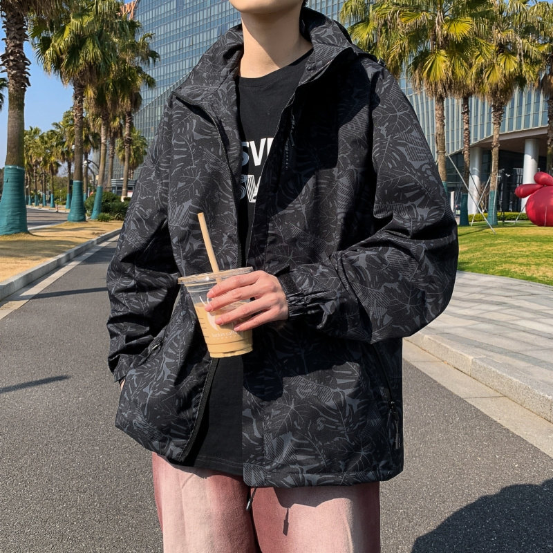 秋季情侣款冲锋衣印花枫叶防风放水户外运动夹克外套男691-P45,男装夹克,星座1403B