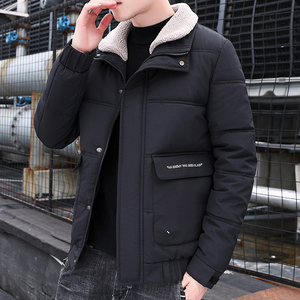 冬季男士外套毛领棉衣修身潮流保暖休闲棉服翻领短款棉袄828-P70图片