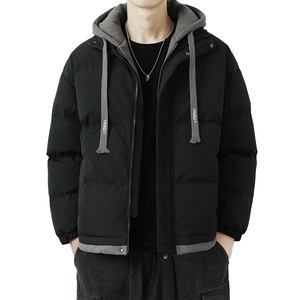2026新款连帽棉衣男士假两件加厚棉袄情侣款百搭面包服M062-P70图片