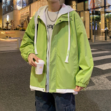 2026春秋新款假两件夹克男设计感小众连帽休闲外套港风2362-P60，男装夹克，星座1403B