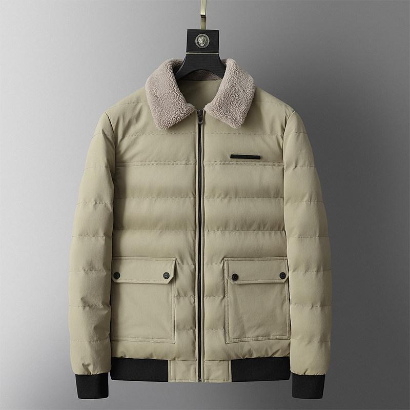 冬季男士羊羔绒翻领棉衣短款外套修身羽绒棉服加厚棉衣827-P65，男装棉衣，星座1403B