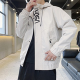 秋季新款男士字母刺绣连帽休闲夹克外套JK802-P43M-7XL大码元，男装夹克，星座1403B