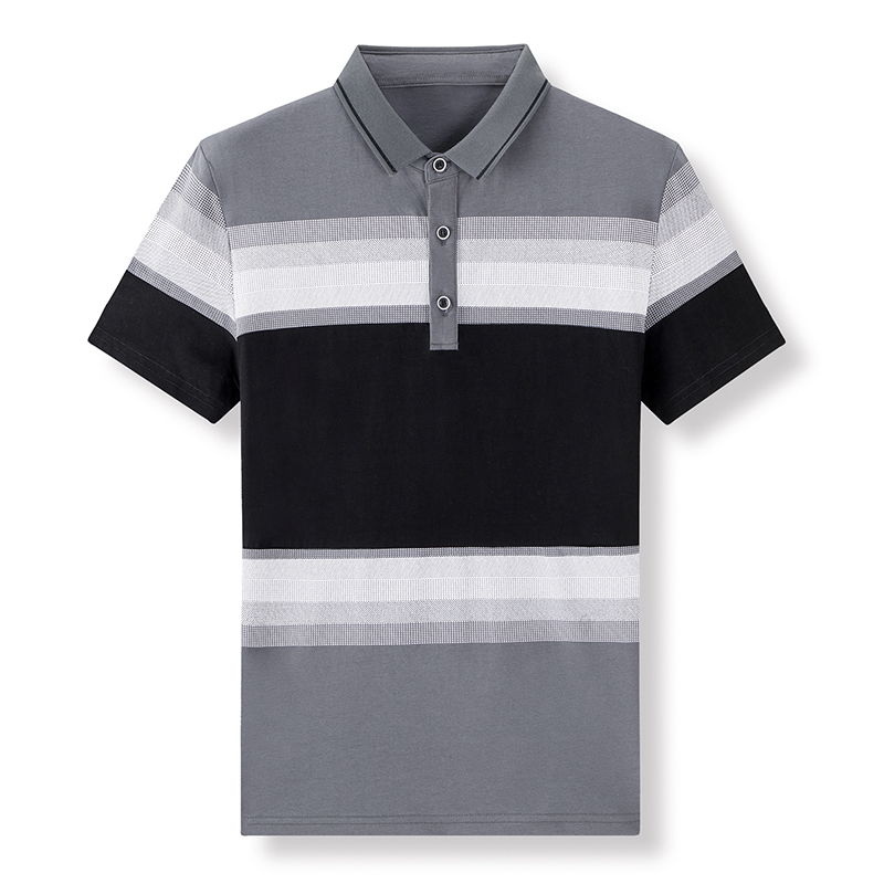 夏季新款男士短袖T恤印花全棉薄款商务翻领条纹polo男款T103-P32，商品下架区商品下架区，星座1403B