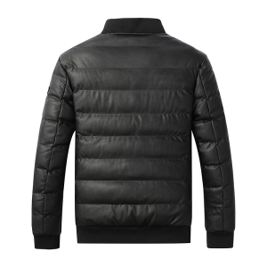 冬季男士棉衣短款外套修身羽绒棉服棒球领加厚PU皮棉衣826-P75图片