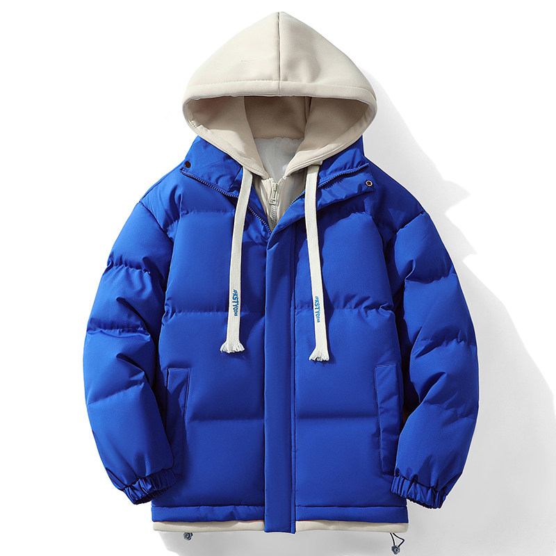 2023新款连帽棉衣男士假两件加厚棉袄情侣款百搭面包服M062-P70,男装棉衣,星座1403B