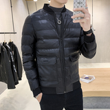 冬季男士棉衣短款外套修身羽绒棉服棒球领加厚PU皮棉衣826-P75，男装棉衣，星座1403B