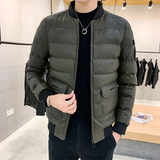 冬季男士棉衣短款外套修身羽绒棉服棒球领加厚PU皮棉衣826-P75，男装棉衣，星座1403B