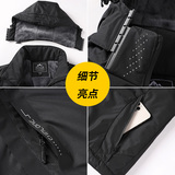 加绒加厚外贸大码户外连帽防风防水运动外套冲锋衣夹克H6268-P70，男装棉衣，星座1403B