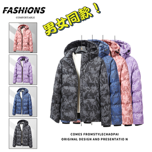 冬季棉衣2023新款情侣男士连帽迷彩加厚休闲潮流棉袄外套881-P70图片