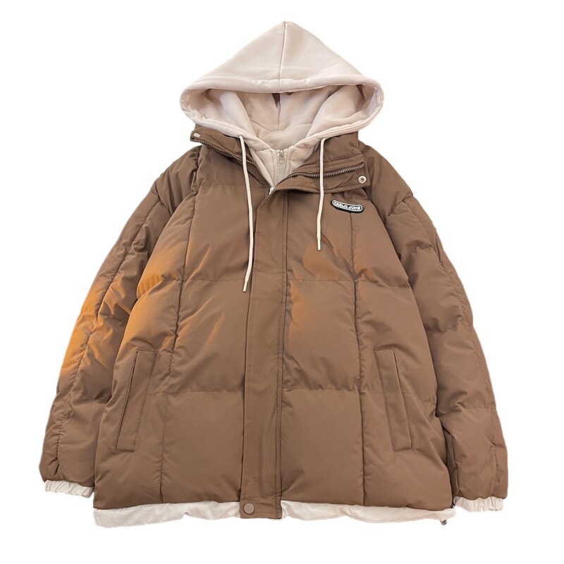 冬季男休闲时尚潮流假两件套连帽加厚保暖棉袄潮流棉服2818-P78,男装棉衣,星座1403B